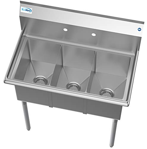 36" 3 Compartment Stainless Steel Triple Bowl NSF Commercial Kitchen Sink (Without Drainboard)