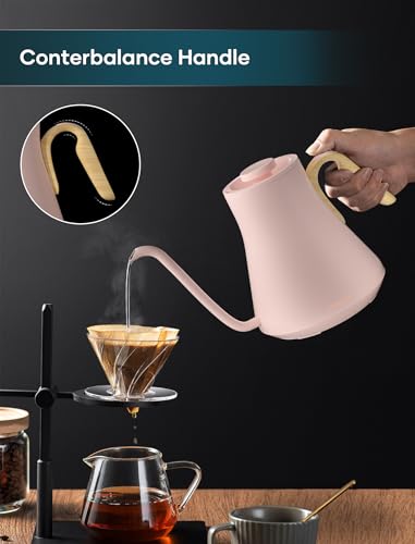 Gooseneck Electric Kettle with ±1℉ Temperature Control 0.9 Liter (Munch Pink)