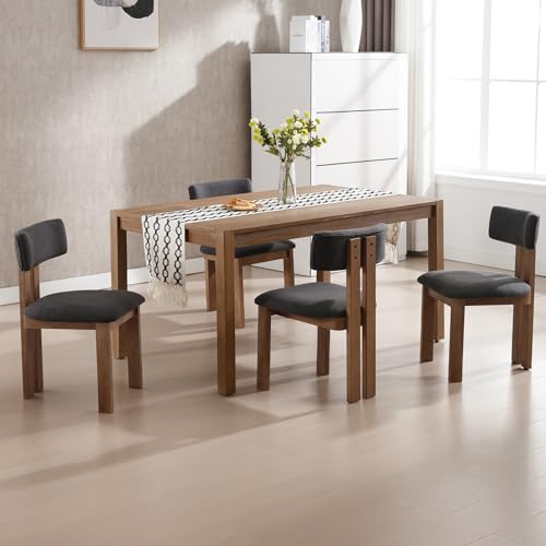 Dining Chairs Set of 2 Linen Fabric Diner Chairs Farmhouse Wood Chairs for Kitchen and Dining Room (2 Count)
