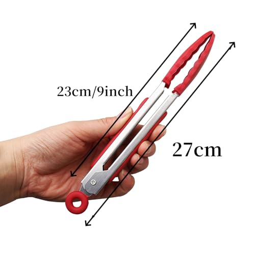9” Kitchen Tongs (Black+Red+Blue+Green / 9-Inch)