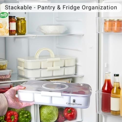 Snackle Box Container with 8 Removable Compartments (Cream / Large Snackle Box Containers)