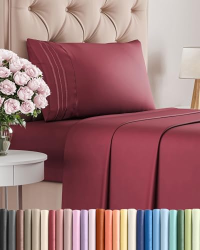 Twin Size 3 Piece Sheet Set (25 - Burgundy / Twin)