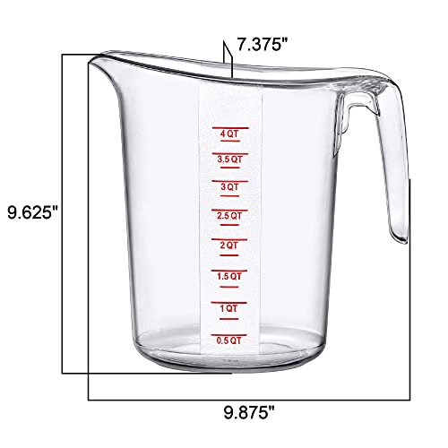 Melissa - 128-Ounce Plastic Measuring Pitcher (1-Pack), 16-Cup (4-Quart) Food-Grade Measuring Jug, Unbreakable, Stackable, Dishwasher-Safe, Great for Oil, Vinegar, Flour, and More