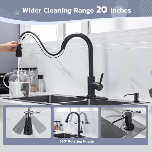 Kitchen Faucet with Soap Dispenser (Matte Black Finish)