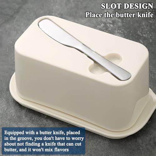 Butter Dish with Lid for Countertop and Refrigerator Door Shelf with Butter Spreader Knife