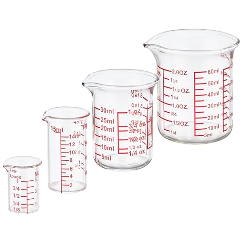 Mini Borosilicate Glass Measuring Cup Set (5ML/15ML/30ML/60ML Measuring Cup Set)