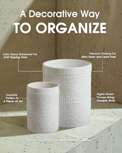 Kitchen Utensil Holder (2Pcs Bright White)