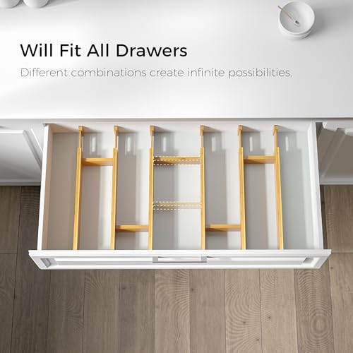 Adjustable Bamboo Drawer Dividers with Inserts (Large)