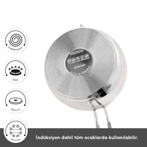 Adelya Stainless Steel Induction Teapot Set with 0.65L Teapot & 1.1L Tea Kettle (Small / Silver)