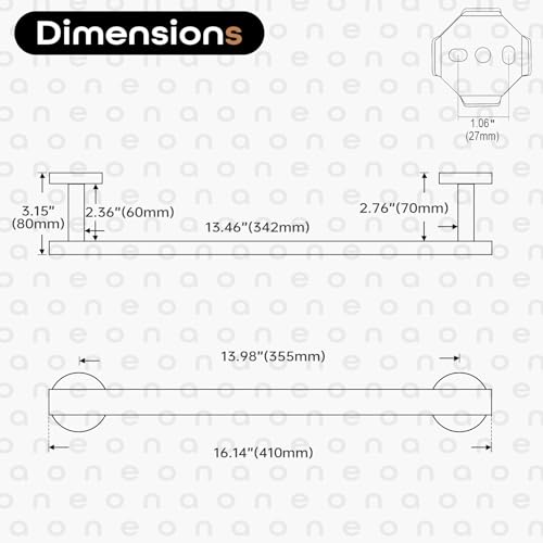 16 Inch Bathroom Towel Bar Bath Towel Rack Kitchen Towel Holder Towel Hanger Wall Mounted SUS304 Stainless Steel Brushed Gold AN4001GD (Brushed Gold / 16-Inch)