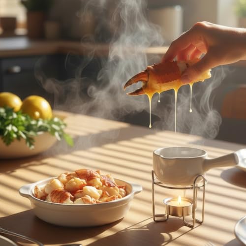 Butter Warmer with Handle for Seafood Set of 4 (A.white Butter Warmer With Handle)