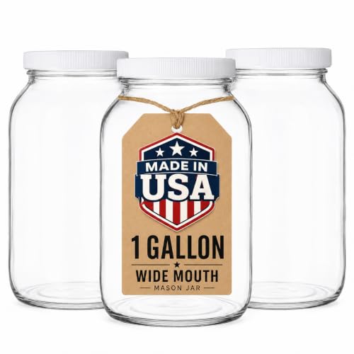 1 Gallon Glass Jar Wide Mouth with Airtight Foam Lined Plastic Lid (Clear / Pack of 3)