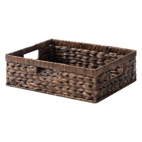 Large Wicker Storage Baskets for Shelves (Brown (Water Hyacinth) / 15¼"L x 11¾"W x 4¾"H)
