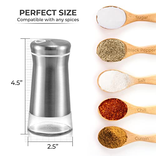 Salt Shaker or Pepper Shaker with Adjustable Pour Holes (White Shaker)