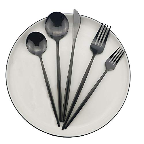 Shiny Black Silverware Set (Service for 6 / Black)