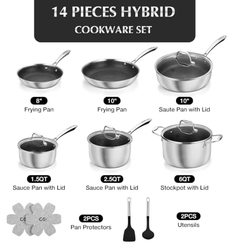 Triply Stainless Steel Cookware Set 14Pcs (Black / 14 Pcs)
