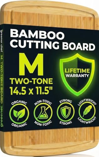 15 Inch Medium Cutting Board with Lifetime Replacements (Two-Tone / 15"L x 11"W)