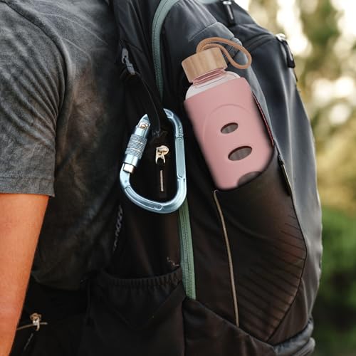 32 oz Narrow Mouth Glass Water Bottle with Windowed Silicone Sleeve (Pink)