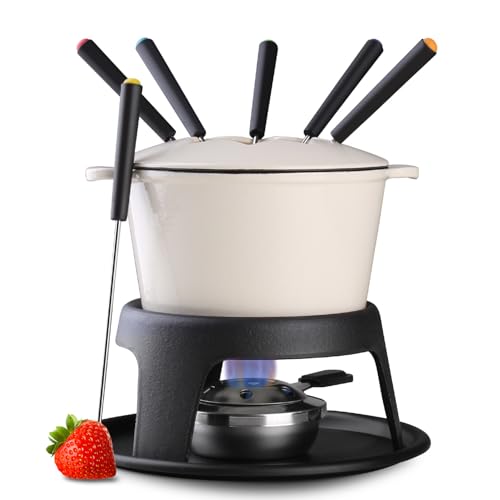 Cast Iron Fondue Pot Set for Chocolate Cheese