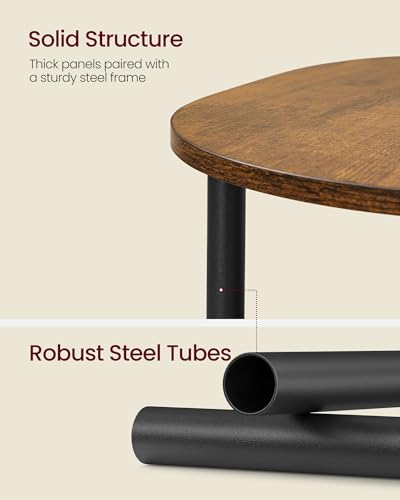 Side Table Small End Table (Rustic Brown + Ink Black)