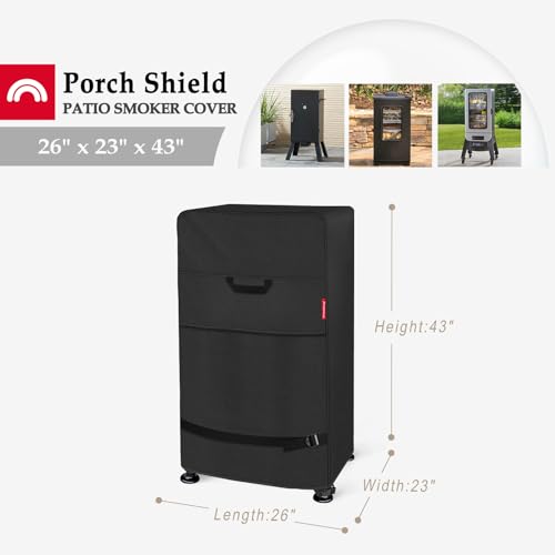 40 inch Outdoor Smoker Cover 26W x 23D x 43H inch (26"W x 23"D x 43"H / Black)