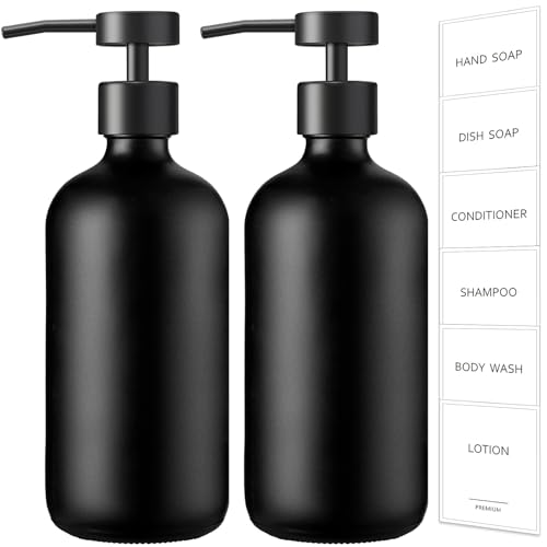 Black Soap Dispenser (Black Bottle + Black Flat Pump / 2 Pack)