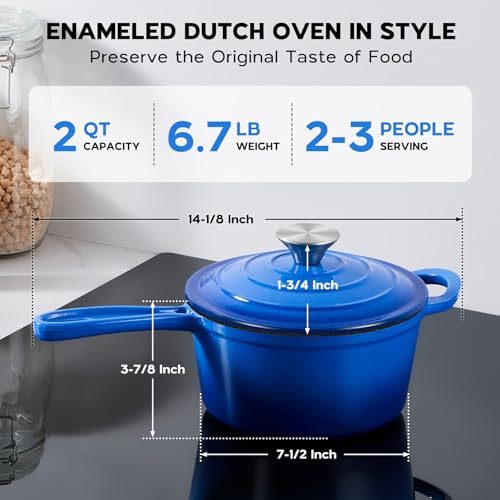 2 Quart Enameled Cast Iron Saucepan (Deep Blue / 2 Quarts)