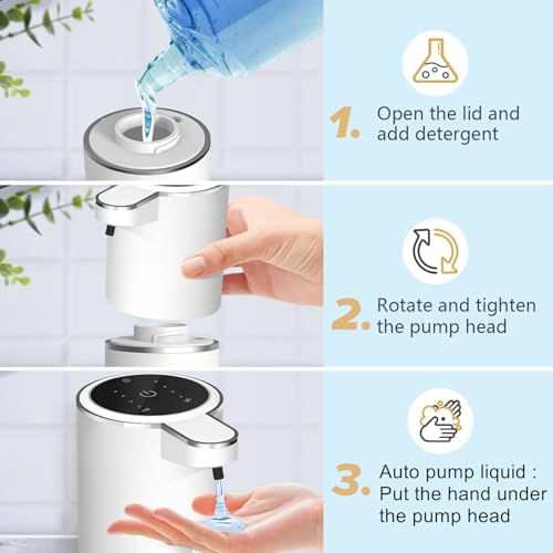 Automatic Liquid Soap Dispenser Bathroom Kitchen Dish Liquid Body Shampoo Shower Gel Hand Free Liquid (Liquid-white)