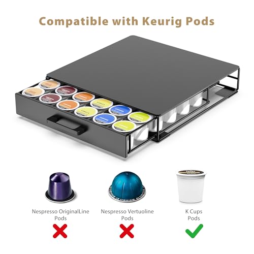 Storage Organizer Drawer for K (Black- 36 Pods Capacity)