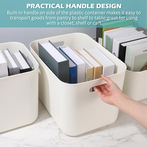 White Plastic Storage Bins (White / 14 x 10.5 x 9.5 Inch)