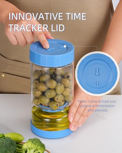 Pickle Jar with Strainer Flip (04-Lake Blue&Peacock Blue / 37oz 2pcs)