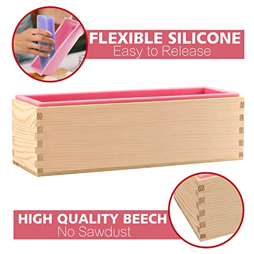 2 pcs Rectangular Soap Molds Kit with Cutters (Pink+Yellow - Rectangle)