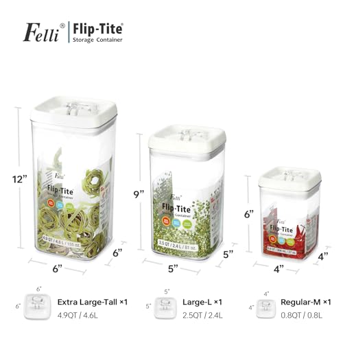 Flip Tite Acrylic Food Storage Container with Lid 6” XL Air Tight Ring Seal Flip Lock (White / 6")