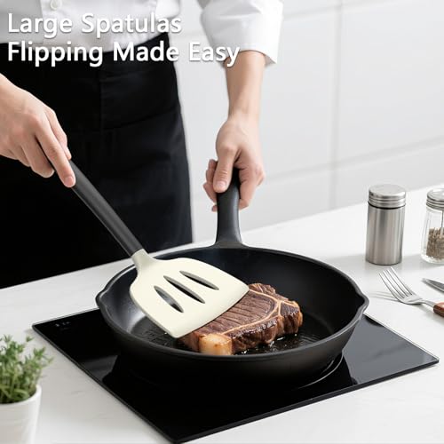 3 Pack Silicone Spatula Set (BeigeBlack)