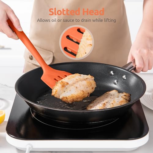 Silicone Turner Slotted Spatula (Orange / 13.6")