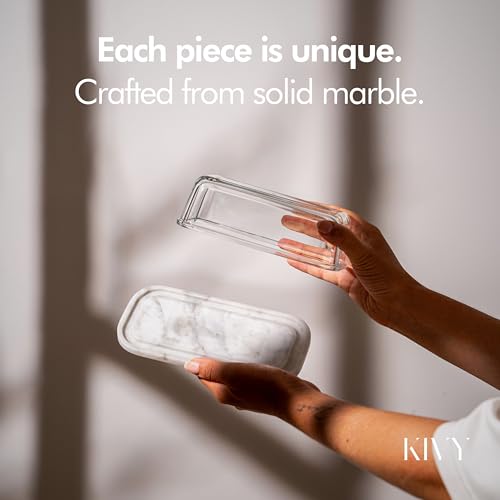 Butter Dish White Marble with airtight glass lid