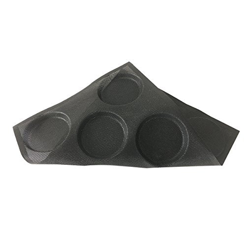Silicone Hamburger Bread Forms Perforated Bakery Molds Non Stick Baking Sheets Fit Half Pan Size (8 Caves 4" Round Shape For Hamburger)