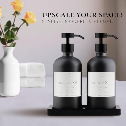 Glass Soap Dispenser Set of 2 (Black)
