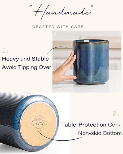 Large Utensil Holder for Kitchen Counter (Blue / 7.2" H)