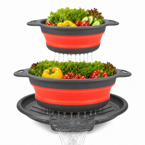 2 Collapsible Colanders with Self