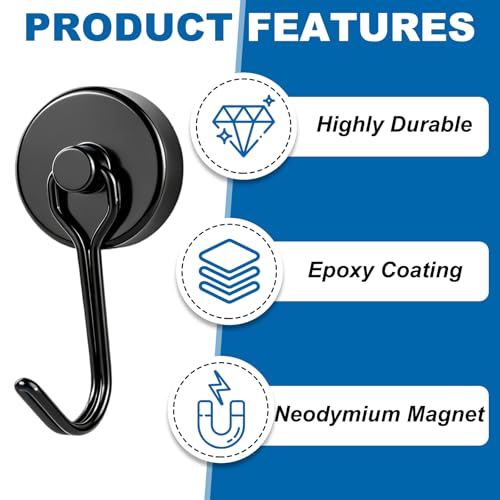 Magnetic Hooks (Black / 0.79in)