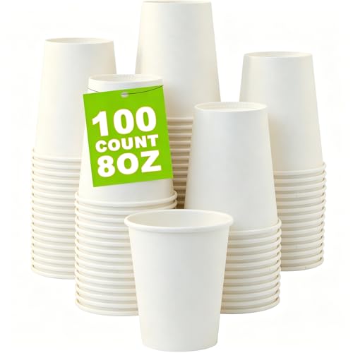 100 Count 8 oz Coffee Cups (White-1000pack / 8 oz)