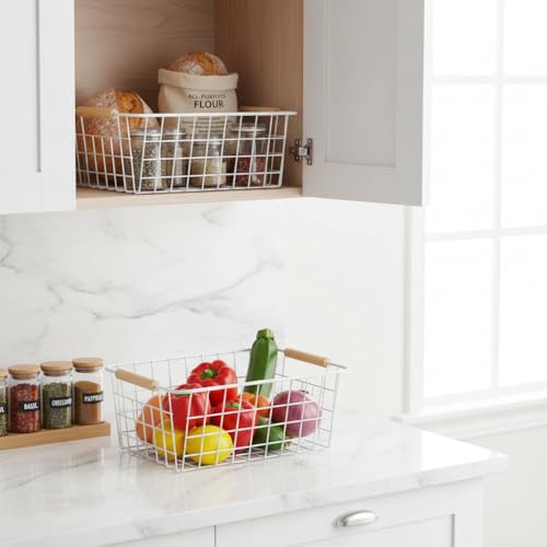 Metal White Wire Basket (White / 2-Medium)