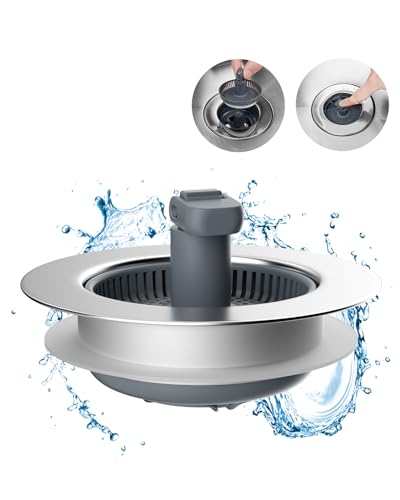 3 in 1 Kitchen Sink Drain Strainer and Stopper Combo (Stainless-wrap Shell with 1 Strainer)