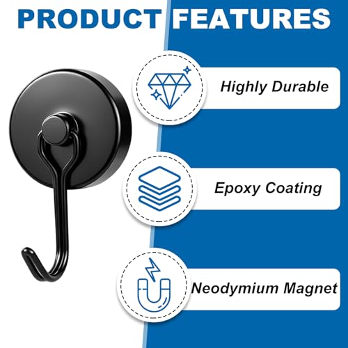 Magnetic Hooks (Black / 1.26in)