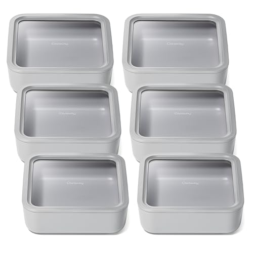 6 Piece Glass Food Storage Container Set (Gray / 10 Cup Food Storage (6x))