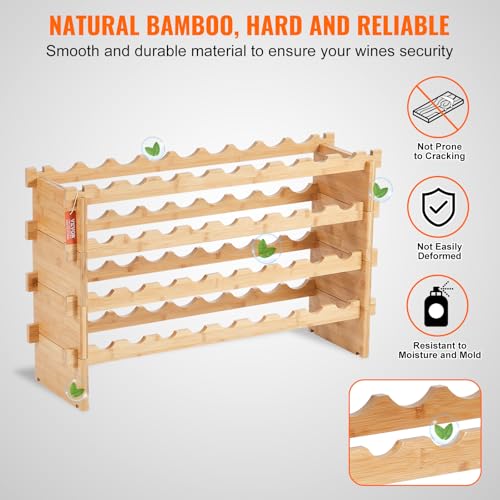 36 Bottle Stackable Modular Wine Rack (Original Wooden Colour / 4-Tier 36 Bottles)