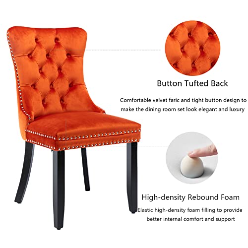 Orange Velvet Dining Chairs Set of 4 (Orange)