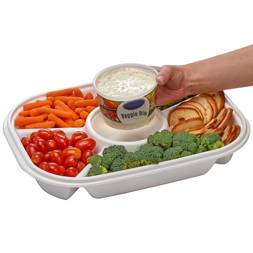 Jumbo Divided Serving Tray with Lid (White)