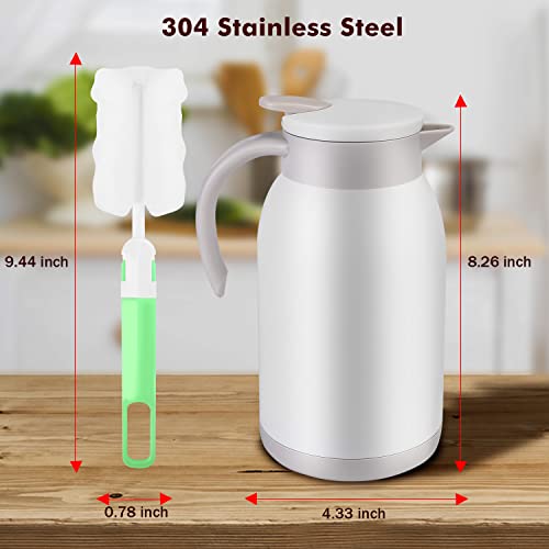 Stainless Steel Thermal Coffee Carafe Dispenser (40oz,White / 40 Ounces)